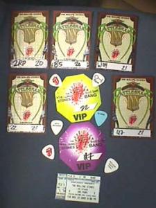 Passes, ticket stub, picks from California shows